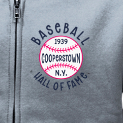 Toddler Baseball Hall of Fame 1939 Cooperstown Full Zip Grey Fleece Hoodie