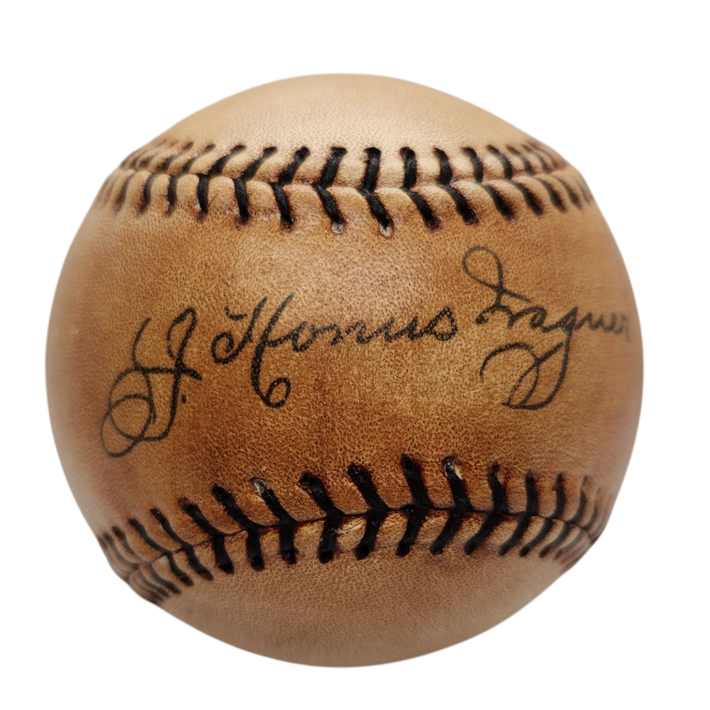 Honus Wagner HOF Replicas Reproduction Autographed 1910s Baseball (black lace)