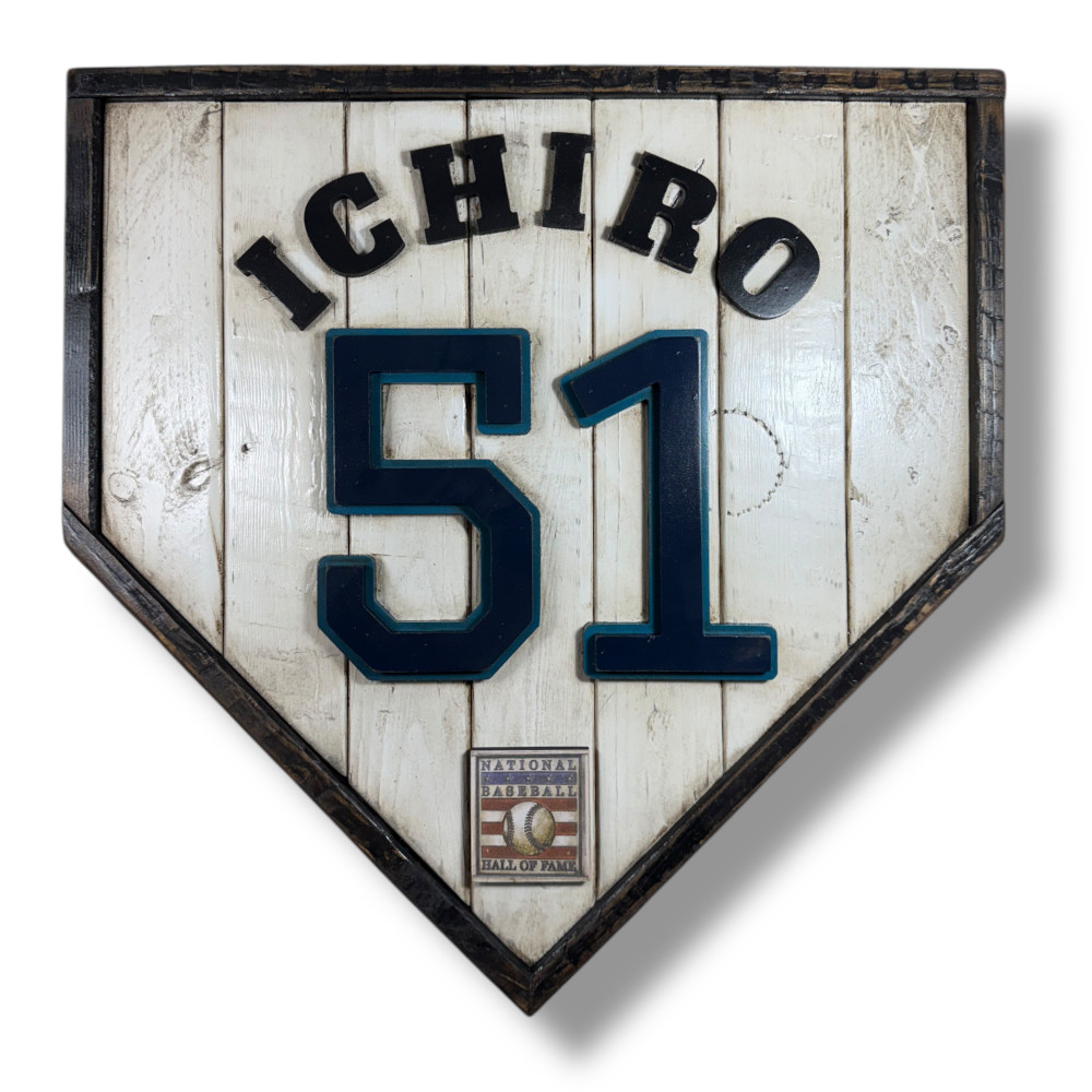 Ichiro Suzuki Hall of Fame Vintage Distressed Wood 18.5 Inch Legacy Home Plate Ltd Ed of 51