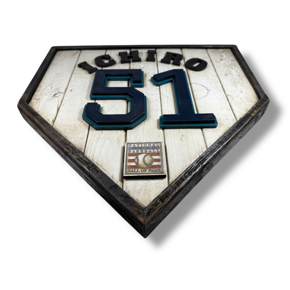 Ichiro Suzuki Hall of Fame Vintage Distressed Wood 18.5 Inch Legacy Home Plate Ltd Ed of 51