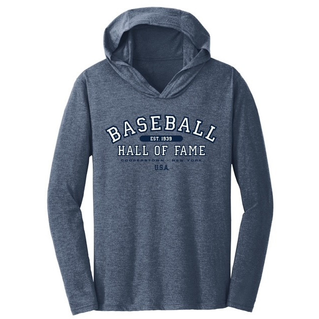 Men’s Baseball Hall of Fame Essential Tri-Blend Long Sleeve Navy Hooded Tee