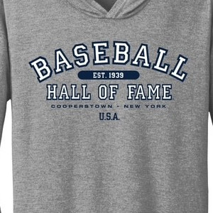 Men’s Baseball Hall of Fame Essential Tri-Blend Long Sleeve Dark Grey Heather Hooded Tee