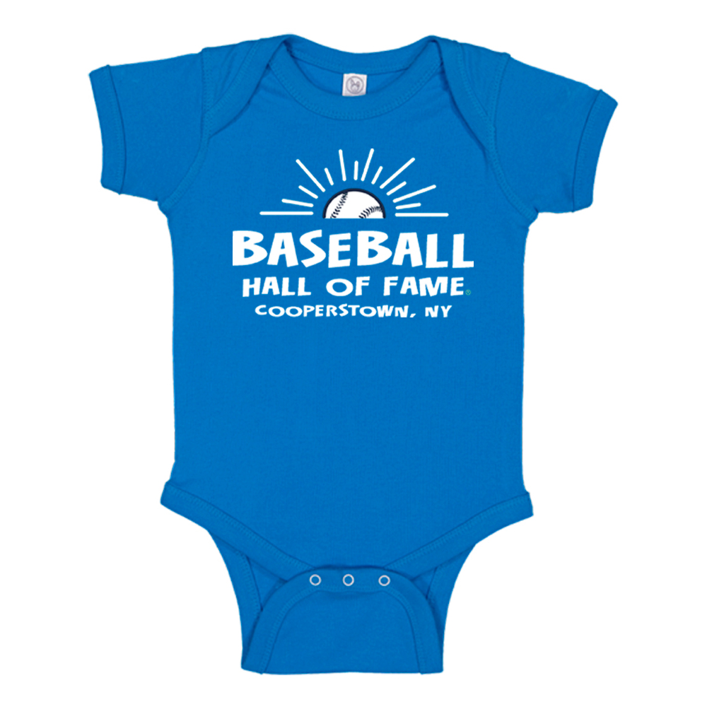 Baseball Hall of Fame Deep Turquoise Blue Onesie