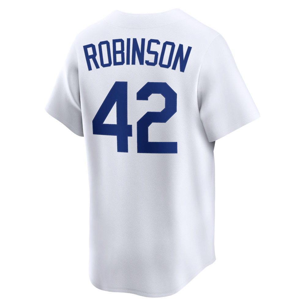 Men’s Nike Jackie Robinson Brooklyn Dodgers Cooperstown Collection Limited Full Button Front White Replica Jersey