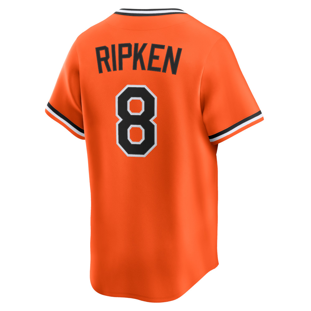 Men’s Nike Cal Ripken Jr. Batlimore Orioles Cooperstown Collection V-neck Orange Replica Jersey