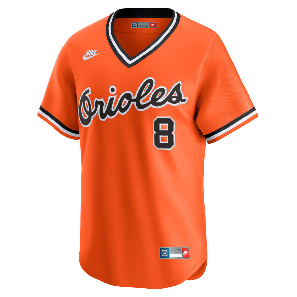 Men’s Nike Cal Ripken Jr. Batlimore Orioles Cooperstown Collection V-neck Orange Replica Jersey