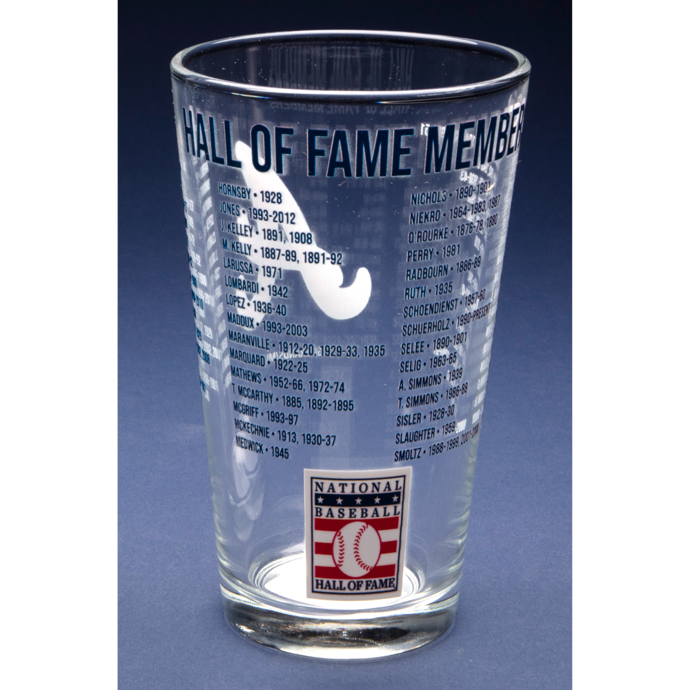 Atlanta Braves Team Hall of Famer 16 Ounce Pint Glass
