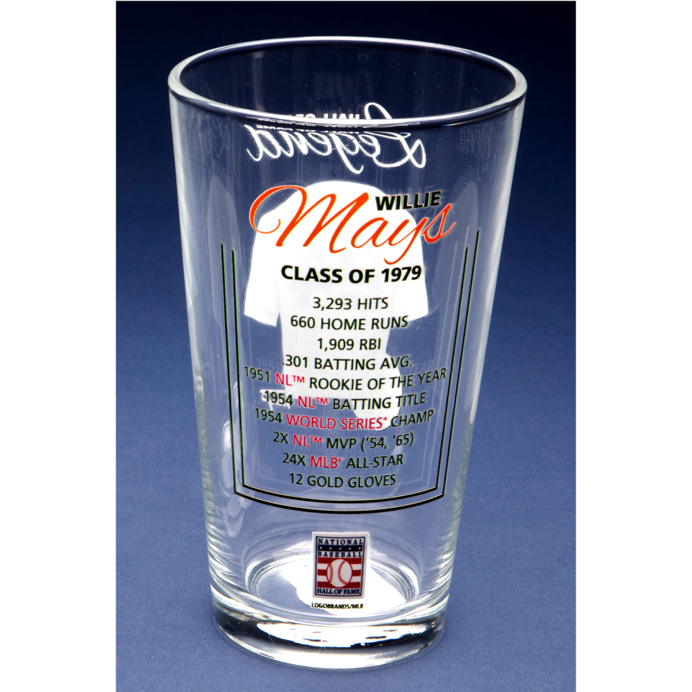 Willie Mays Baseball Hall of Fame Legend Player Pint Glass