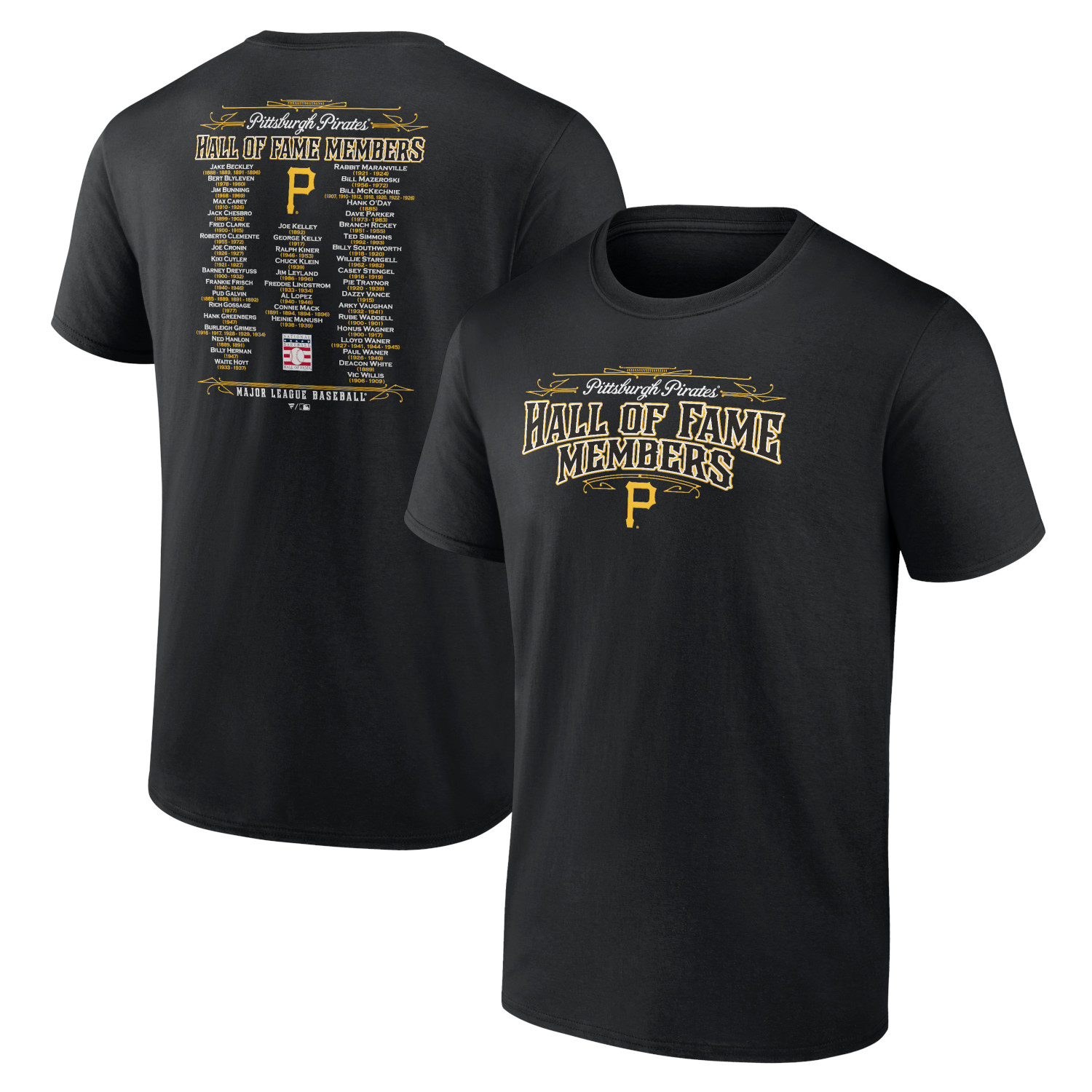Men’s Pittsburgh PIrates Black Hall of Famer Roster T-Shirt (2025)