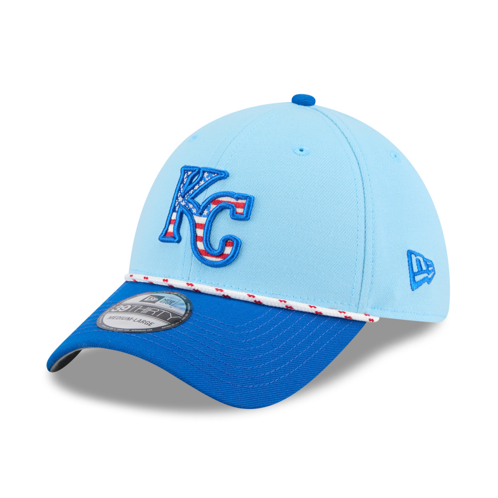 Men’s New Era Kansas City Royals Light Blue and Royal 2025 4th of July 39THIRTY Flex Fit Cap Men’s New Era Kansas City Royals Light Blue and Royal 2025 4th of July 39THIRTY Flex Fit Cap