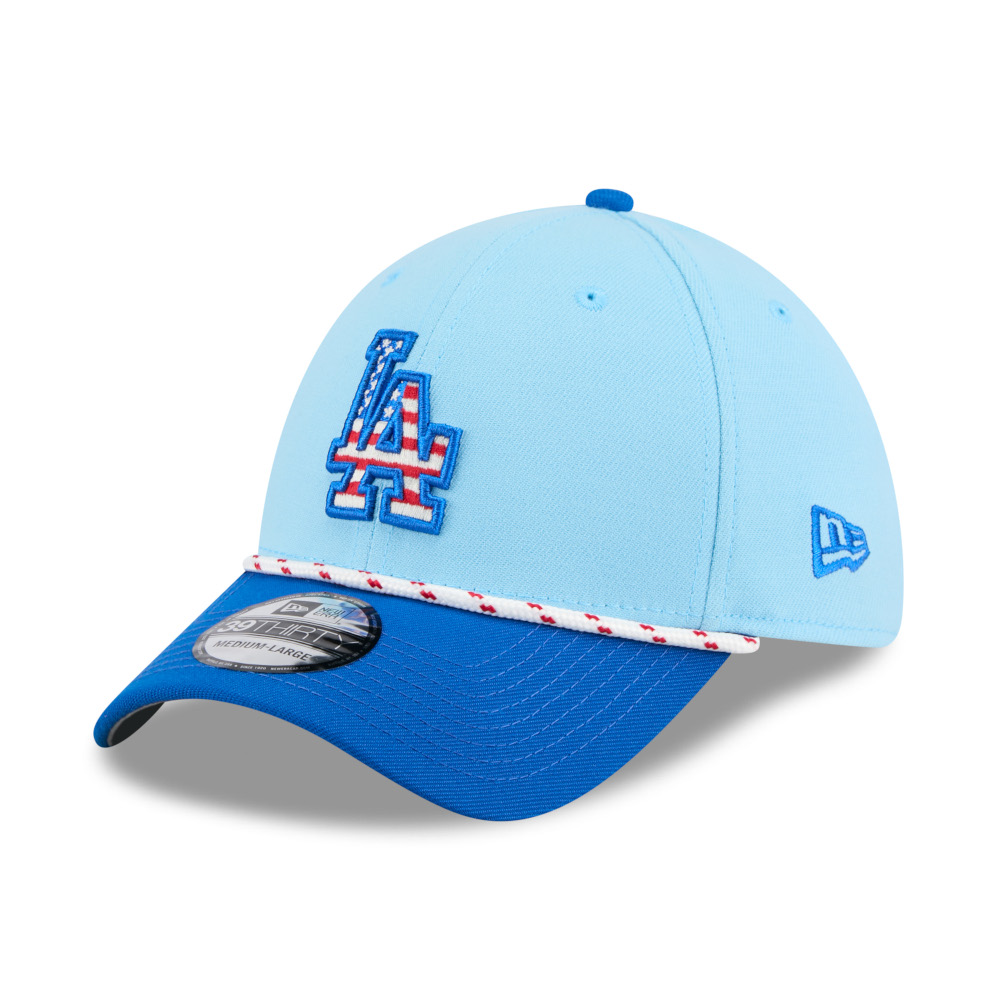 Men’s New Era Los Angeles Dodgers Light Blue and Royal 2025 4th of July 39THIRTY Flex Fit Cap Men’s New Era Los Angeles Dodgers Light Blue and Royal 2025 4th of July 39THIRTY Flex Fit Cap