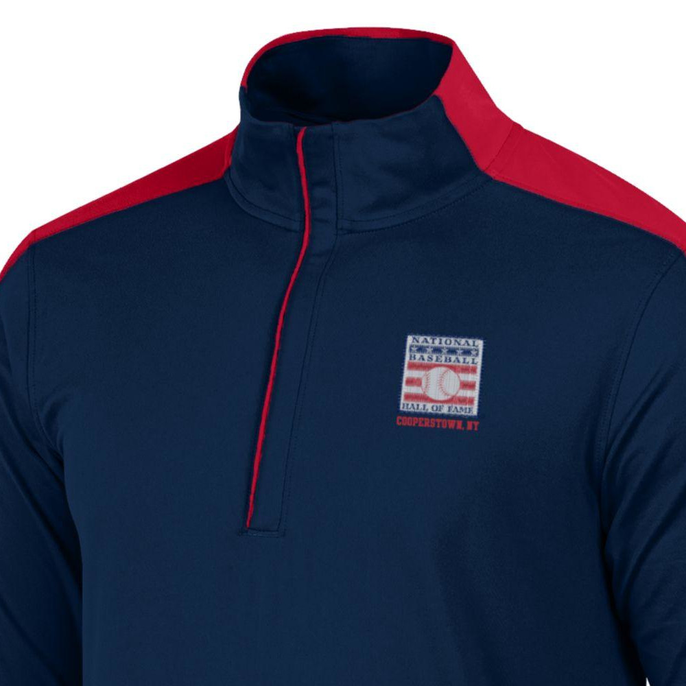 Men’s Champion Baseball Hall of Fame Logo Navy and Scarlet Tailgate ¼ Zip