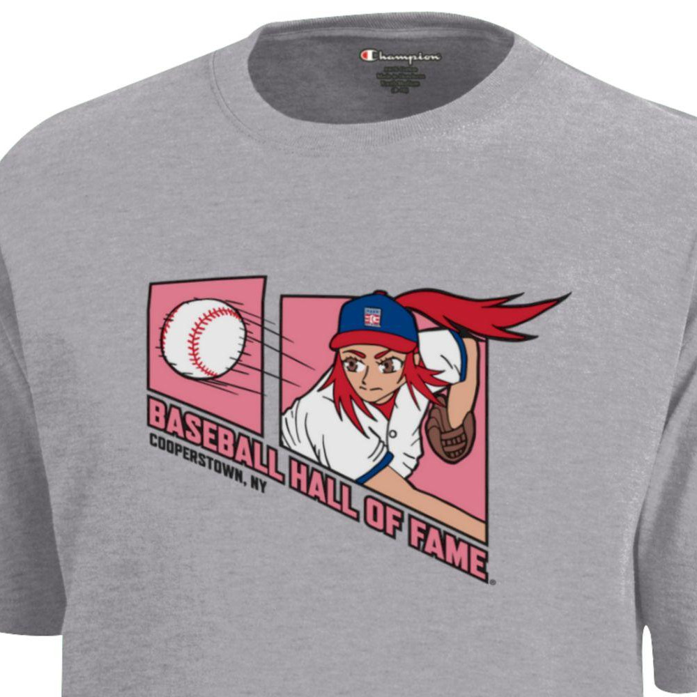 Youth Champion Baseball Hall of Fame Manga Girl Oxford Grey Short Sleeve T-Shirt