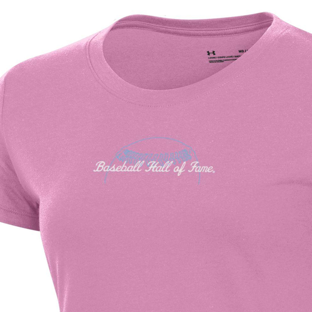 Women’s Under Armour Baseball Hall of Fame Stitches Performance Fabric Pink T-Shirt