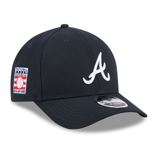 Men’s New Era Atlanta Braves Cooperstown Collection Hall of Fame Logo 9FORTY M-Crown Navy Snapback Cap