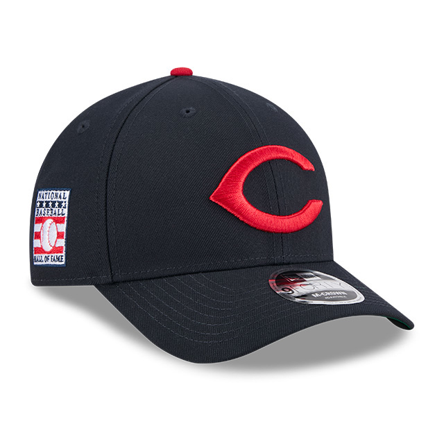 Men’s New Era Cleveland Guardians Cooperstown Collection Hall of Fame Logo 9FORTY M-Crown Navy Snapback Cap