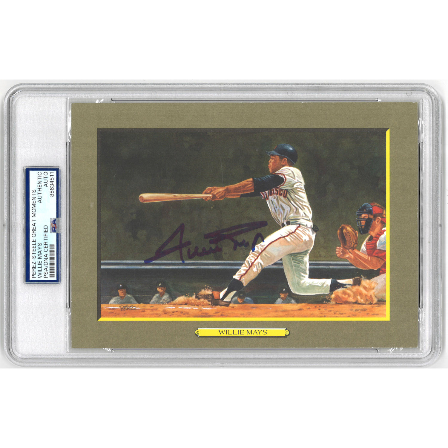 Willie Mays Autographed Perez-Steele Great Moments Jumbo Postcard # 65 (PSA-11)