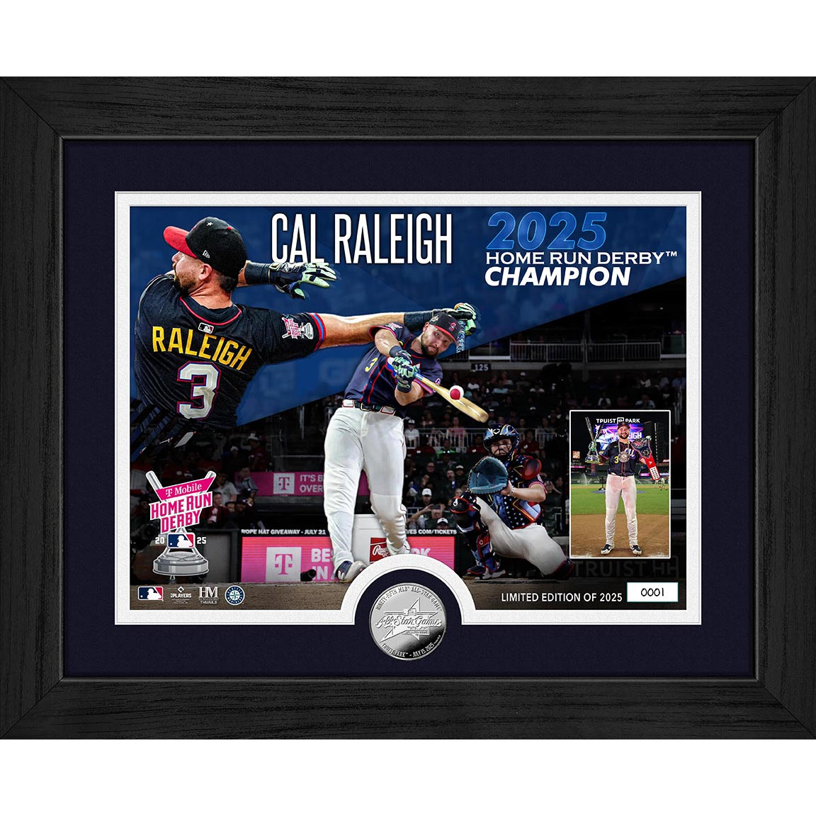 Highland Mint Cal Raleigh 2025 Home Run Derby Champion 13 x 16 Silver Coin Photo Mint Ltd Ed of 2,025
