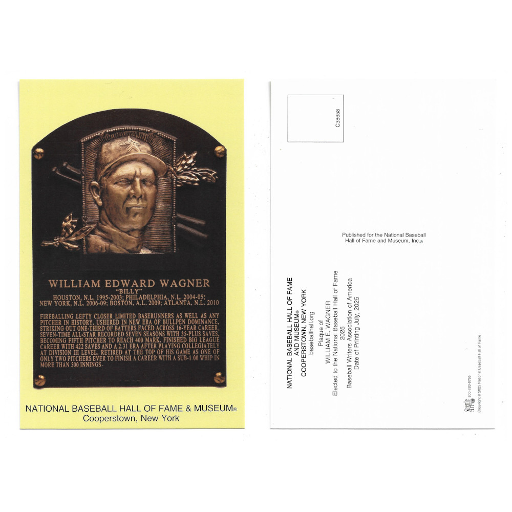 Billy Wagner Baseball Hall of Fame Plaque Postcard