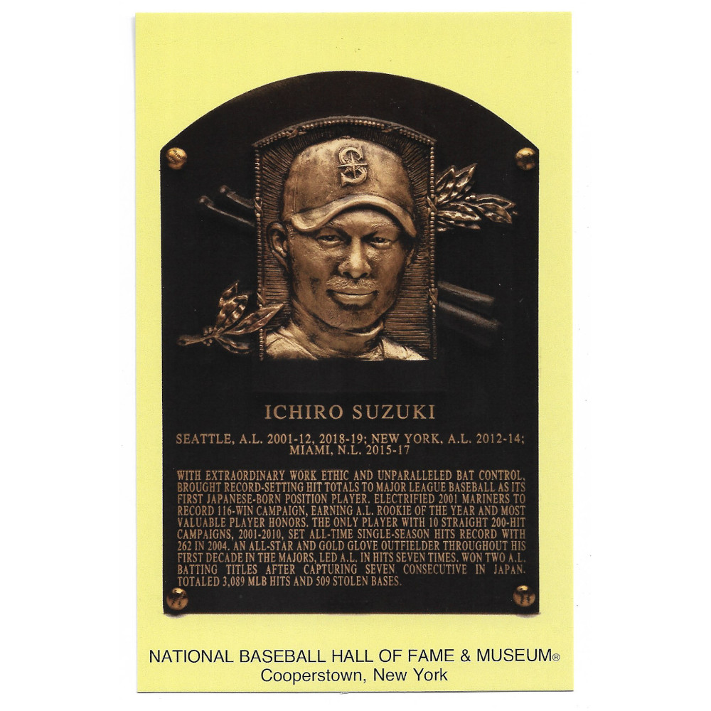 Ichiro Suzuki Baseball Hall of Fame Plaque Postcard (English)