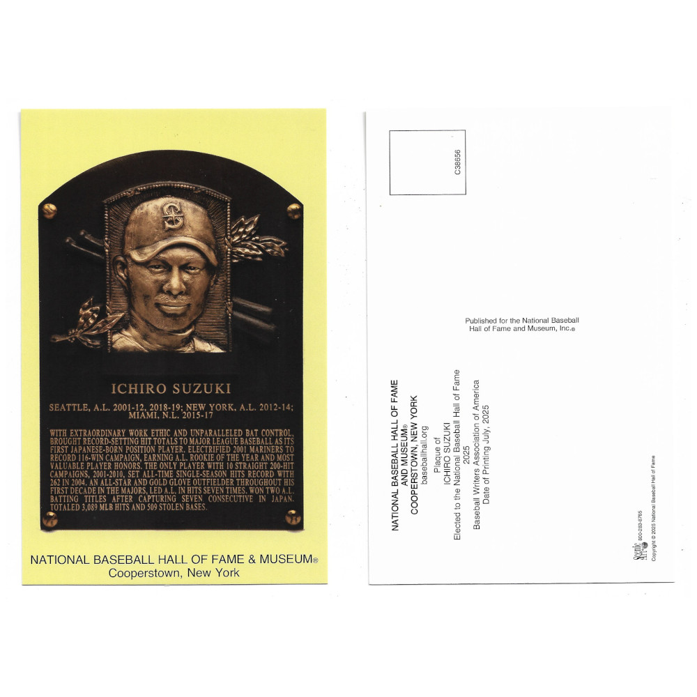 Ichiro Suzuki Baseball Hall of Fame Plaque Postcard (English)