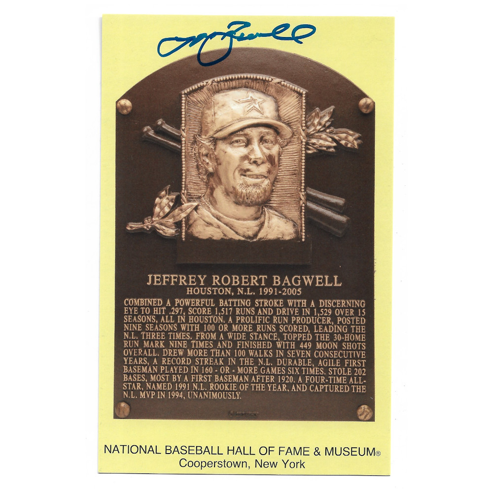 Jeff Bagwell Autographed Hall of Fame Plaque Postcard (Beckett)