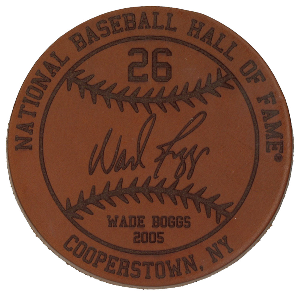 Wade Boggs Baseball Hall of Fame 2005 Inductee Leather Engraved Coaster