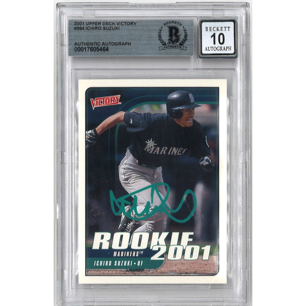 Ichiro Suzuki Seattle Mariners Autographed 2001 Upper Deck Victory # 564 Rookie Card (Beckett)