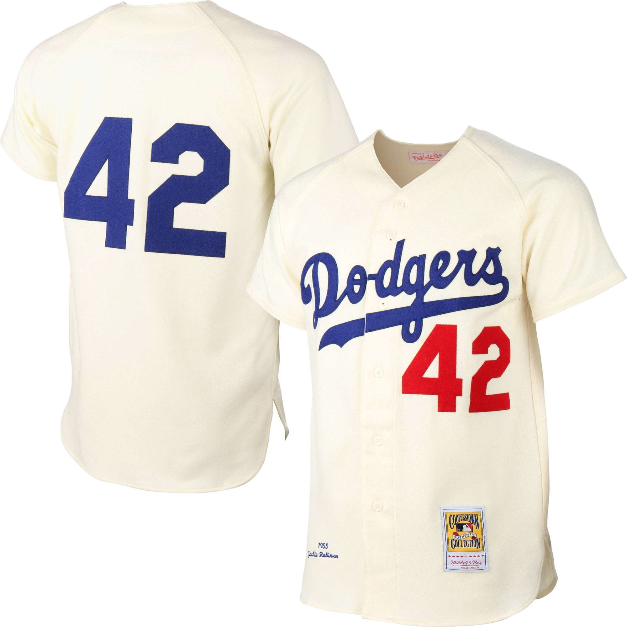 Men's Mitchell & Ness Jackie Robinson 1955 Brooklyn Dodgers Authentic Home Jersey