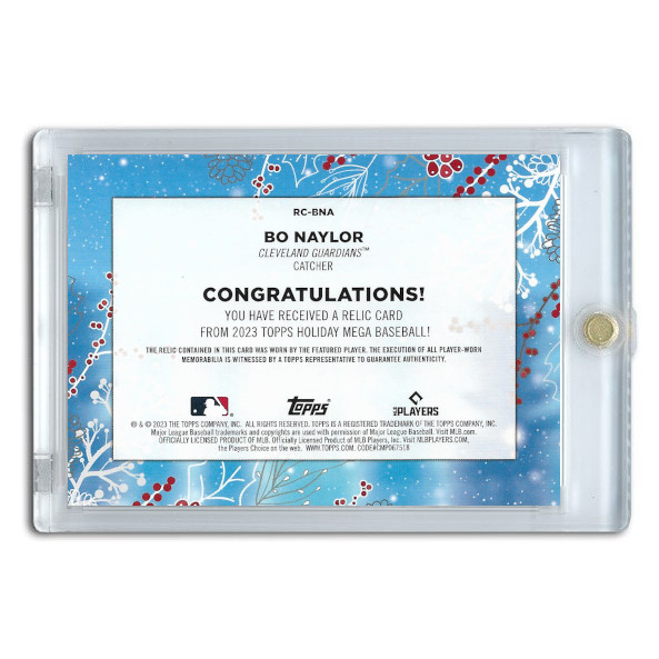 Bo Naylor 2023 Topps Holiday Mega Relic Card # RC-BNA Rookie Card