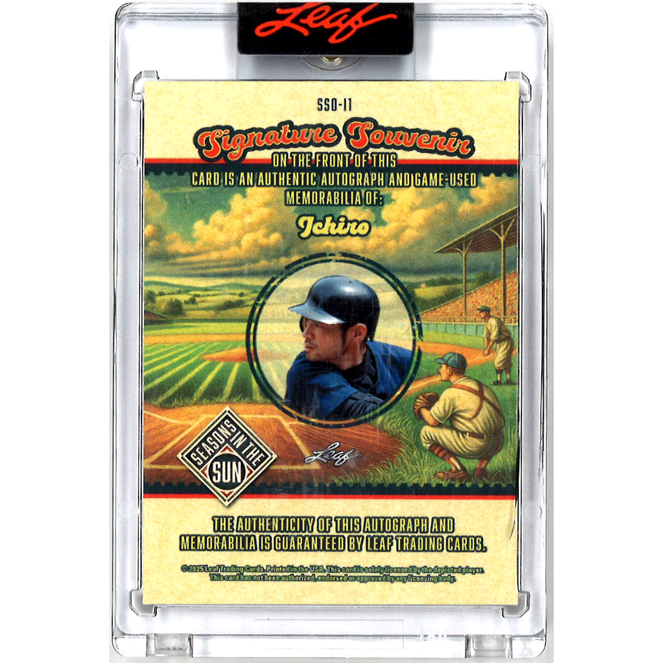 Ichiro Suzuki Autographed Card 2025 Leaf Season in the Sun Signature Souvenir # SSD-I1 Ltd Ed of 3