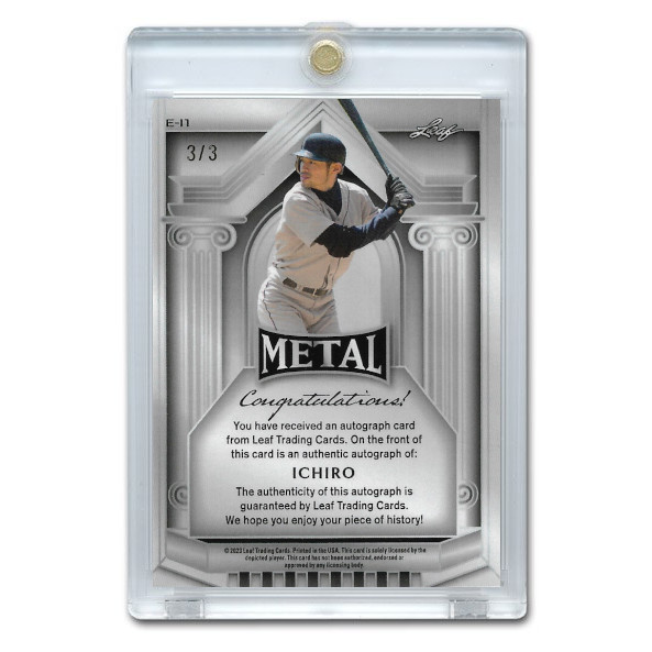Ichiro Suzuki Autographed Card 2023 Leaf Metal Enshrined Red # E-I1 Ltd Ed of 3