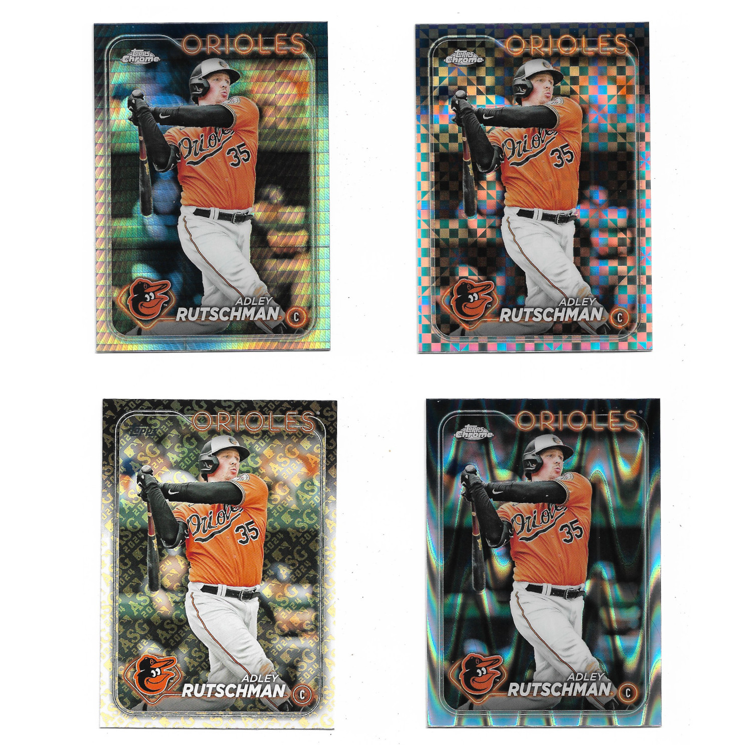 Adley Rutschman Lot of 4 Different Topps Chrome Refractors & All-Star Foil Cards