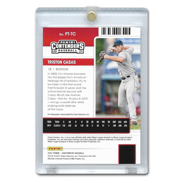 Triston Casas Autographed Card 2022 Panini Contenders Rookie Ticket # PT-TC Triston Casas Autographed Card 2022 Panini Contenders Rookie Ticket # PT-TC