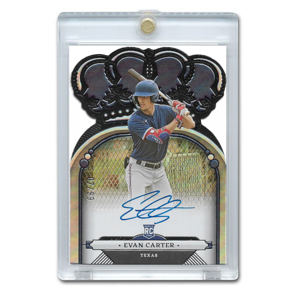 Evan Carter Autographed Card 2023 Contenders Crown Royale Prospect Crown Signature # PCS-EC Ltd Ed of 99 Evan Carter Autographed Card 2023 Contenders Crown Royale Prospect Crown Signature # PCS-EC Ltd Ed of 99