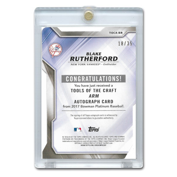 Blake Rutherford Autographed Card 2017 Bowman Platinum Tools of the Craft # TOCA-BR Ltd Ed of 35 Blake Rutherford Autographed Card 2017 Bowman Platinum Tools of the Craft # TOCA-BR Ltd Ed of 35