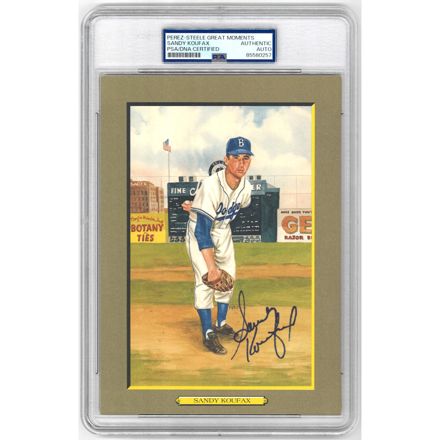 Sandy Koufax Autographed Perez-Steele Great Moments Jumbo Postcard # 16 (PSA-57)