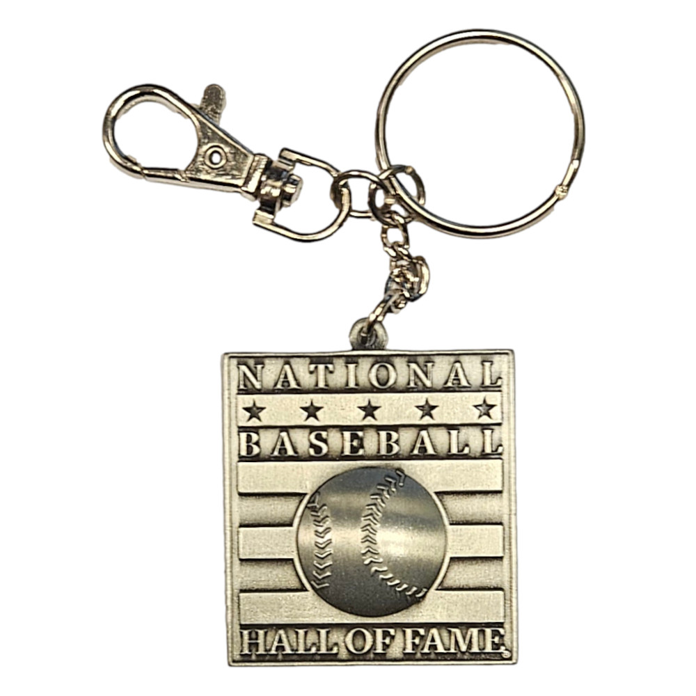 Baseball Hall of Fame Antique Square Logo Metal Keychain