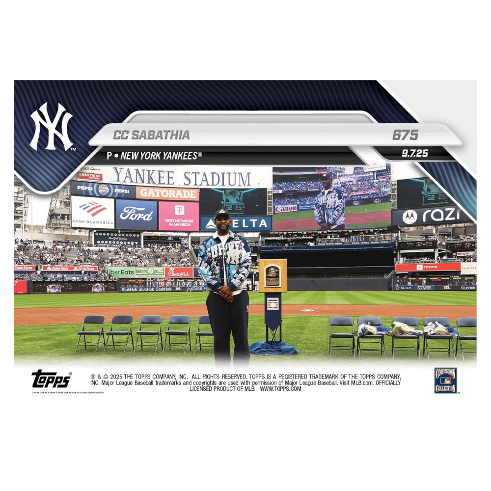 CC Sabathia 2025 Topps Now Card Yankee Stadium Sabathia Day # 675 Ltd Ed of 663