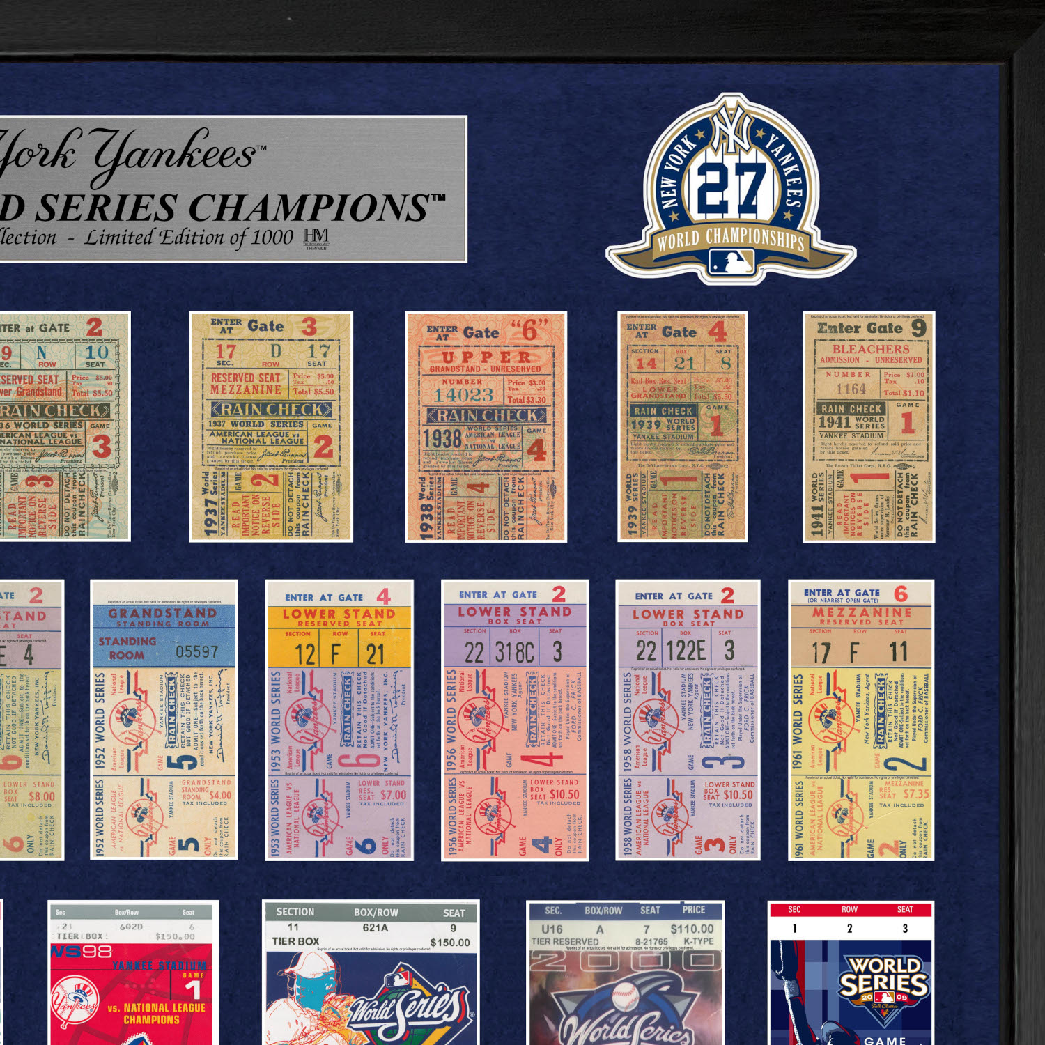 Highland Mint New York Yankees World Series Deluxe Framed Silver Coin & Replica Ticket Collection Highland Mint New York Yankees World Series Deluxe Framed Silver Coin & Replica Ticket Collection