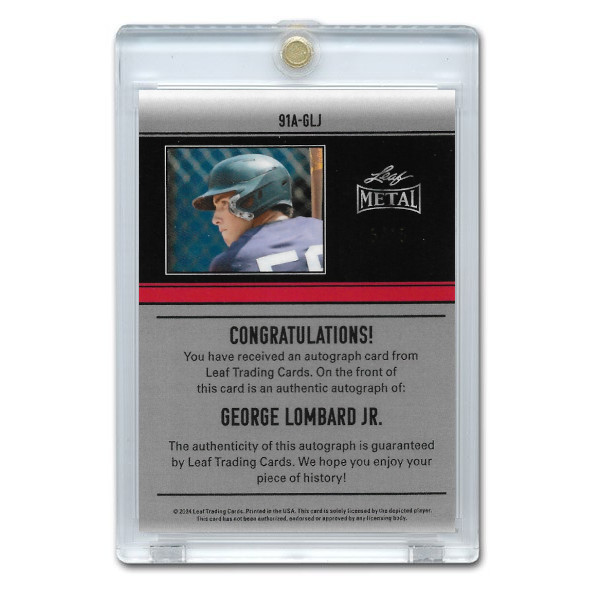 George Lombard Jr. Autographed Card 2024 Leaf Metal 1991 Anniversary Design Crystal Silver #91A-GLJ Ltd Ed of 15 George Lombard Jr. Autographed Card 2024 Leaf Metal 1991 Anniversary Design Crystal Silver #91A-GLJ Ltd Ed of 15