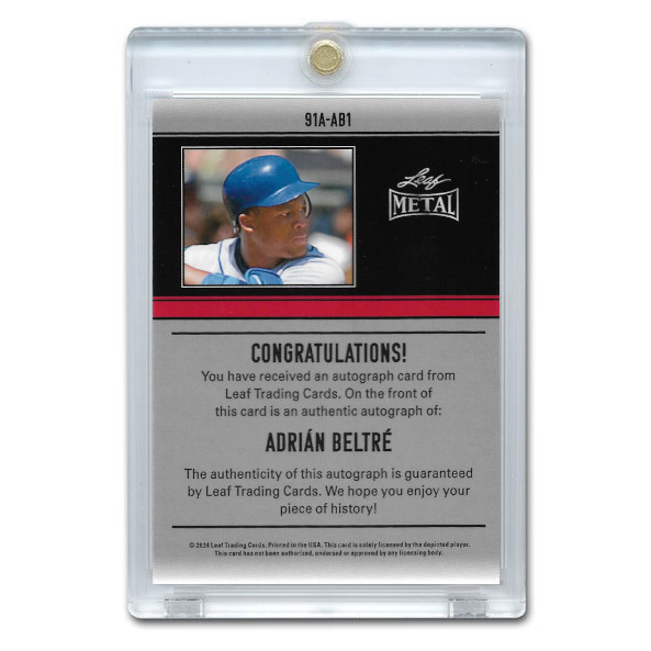 Adrian Beltré Autographed Card 2024 Leaf Metal Silver 91 Anniversary Autograph #91A-AB1 Ltd Ed of 3 Adrian Beltré Autographed Card 2024 Leaf Metal Silver 91 Anniversary Autograph #91A-AB1 Ltd Ed of 3