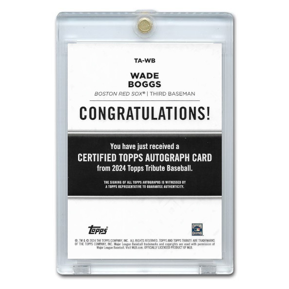 Wade Boggs Autographed Card 2024 Topps Tribute Green # TA-WB Ltd Ed of 99 Wade Boggs Autographed Card 2024 Topps Tribute Green # TA-WB Ltd Ed of 99