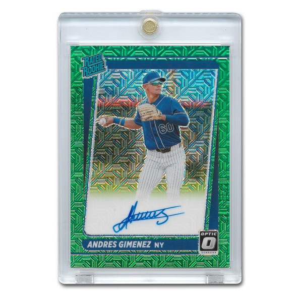 Andres Gimenez Autographed Rookie Card 2021 Donruss Optic Rated Rookie Green # RRS-AG Ltd Ed of 99 Andres Gimenez Autographed Rookie Card 2021 Donruss Optic Rated Rookie Green # RRS-AG Ltd Ed of 99