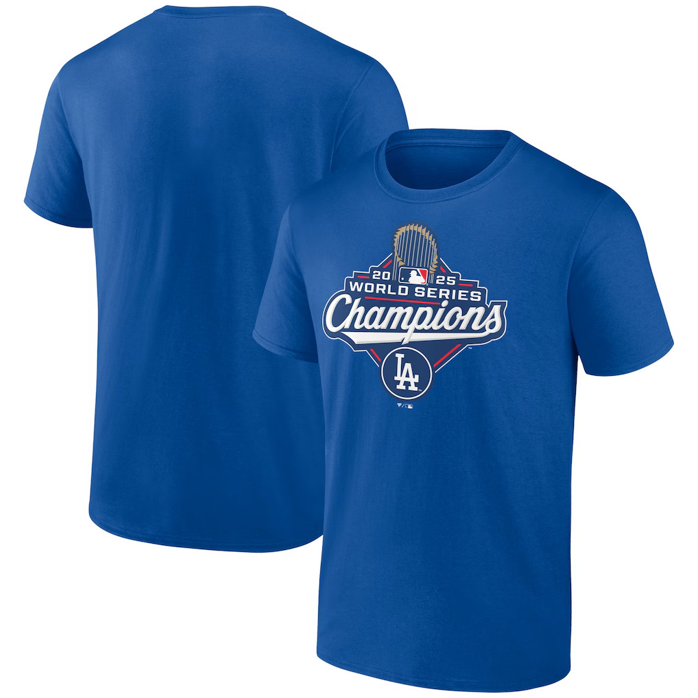 Men’s Los Angeles Dodgers 2025 World Series Champion Official Logo Royal T-Shirt (Pre-Order)