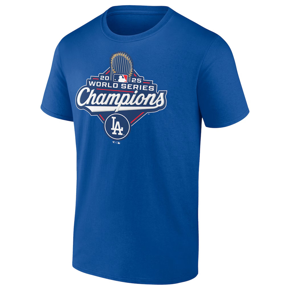 Men’s Los Angeles Dodgers 2025 World Series Champion Official Logo Royal T-Shirt (Pre-Order)