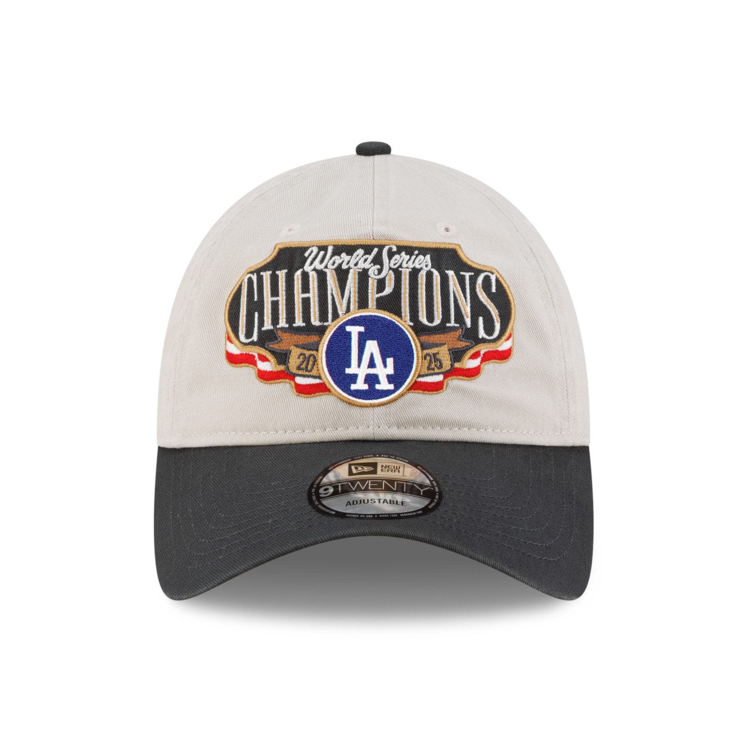 Men’s New Era Los Angeles Dodgers 2025 World Series Champion 9TWENTY Takedown Chrome White and Black Adjustable Cap (Pre-Order)