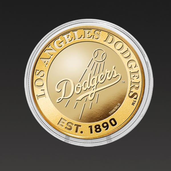 Los Angeles Dodgers 9-Time World Series Champions Gold Coin in Desk Top Display