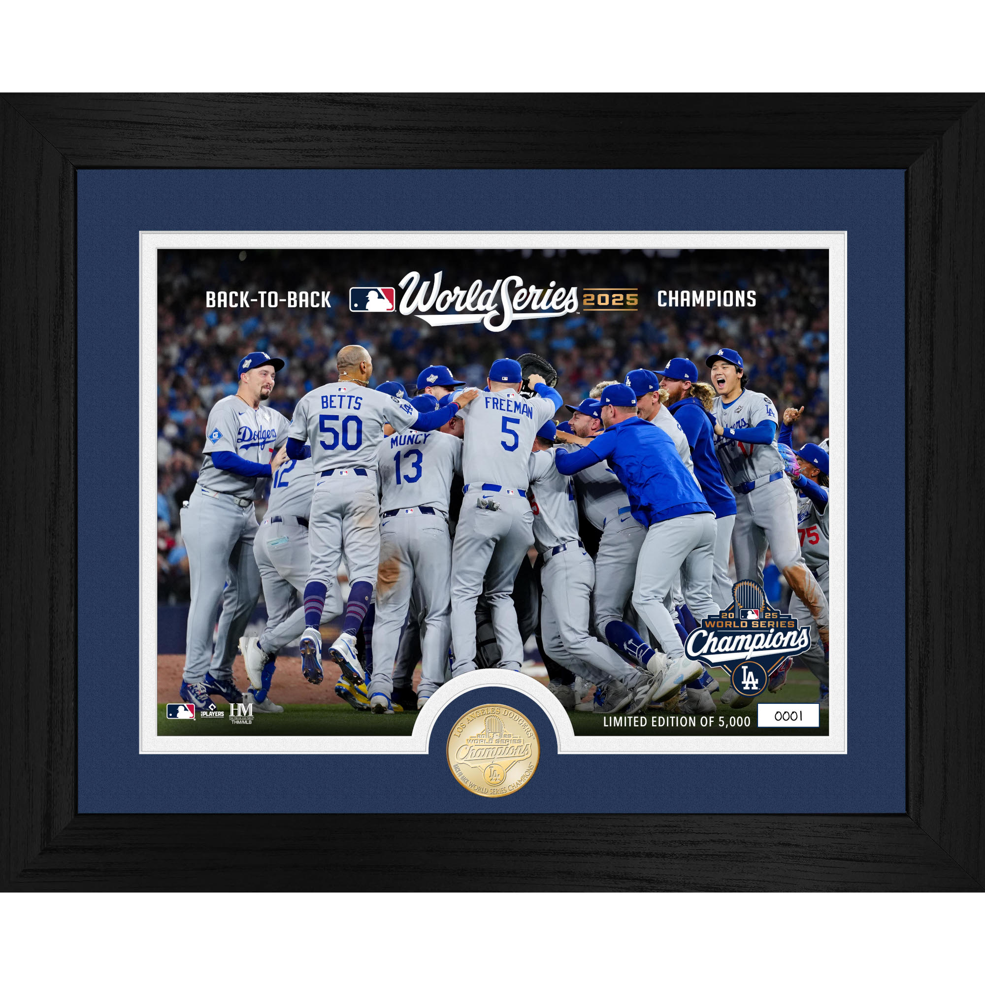 Los Angeles Dodgers 2025 World Series Champions Celebration Bronze Coin 13" x 16" Photo Mint
