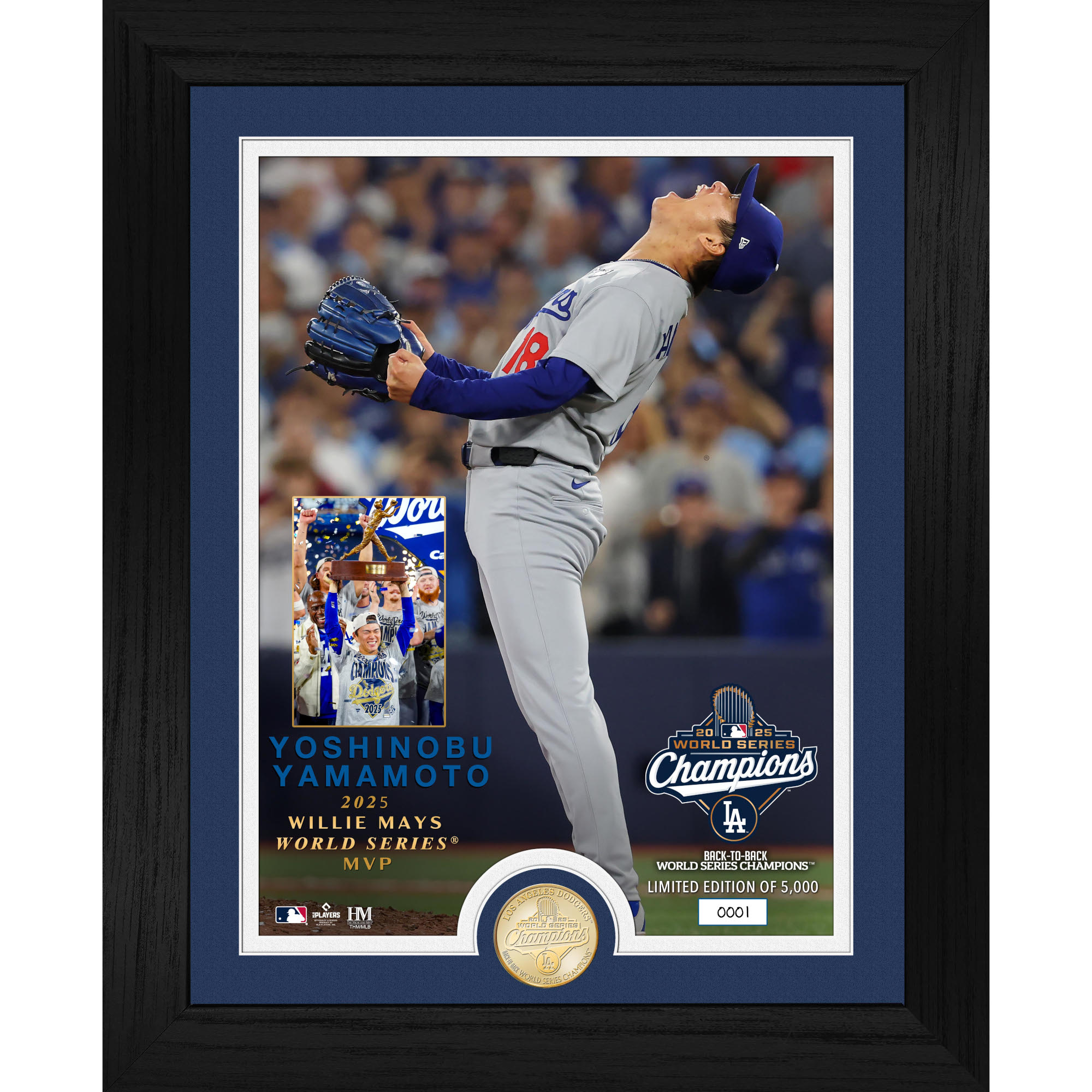 Yoshinobu Yamamoto 2025 World Series MVP Bronze Coin 13" x 16" Photo Mint